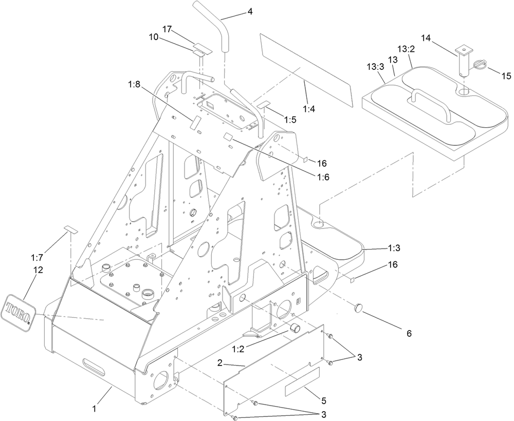 Frame Assembly Diagram and Parts List for 22337CP 404340000 - 405699999 Toro Lawn Tractor Accessories