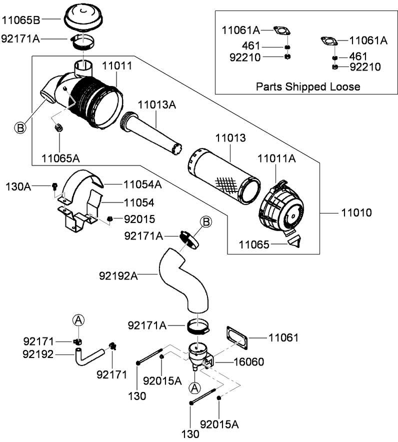 Air Filter And Muffler Assembly Diagram and Parts List for 74965CP (290000001-290999999)(2009) Toro Lawn Mower