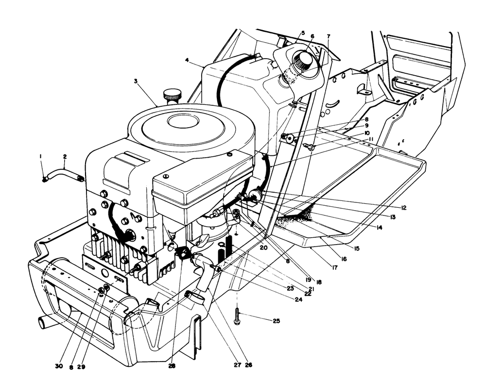 Engine Assembly Diagram and Parts List for 57357 1000001 - 1999999 Toro Lawn Tractor