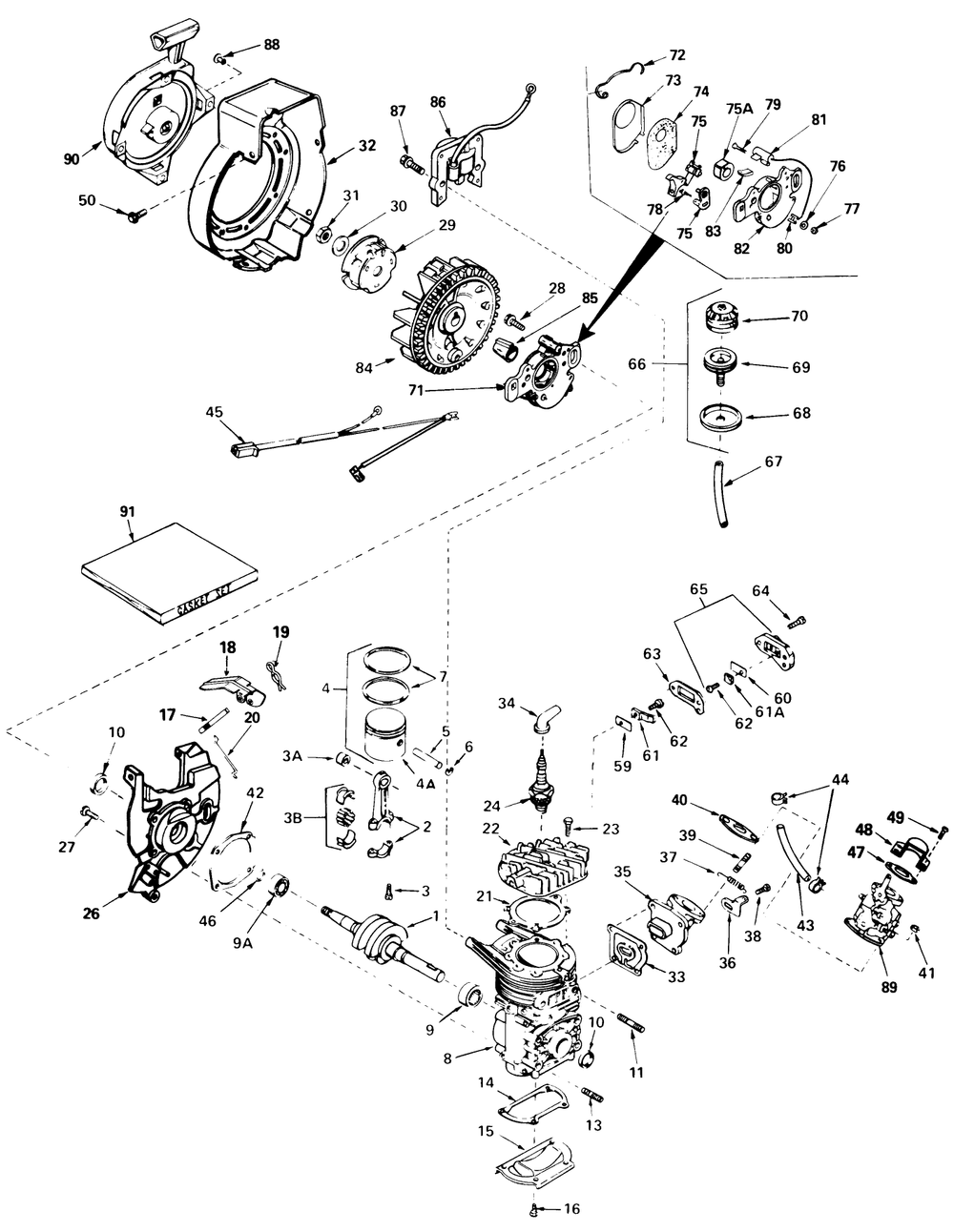 Engine Assembly Engine Tecumseh Model No. Ah520 Type 1602 Unit Model 38120 (Used On Units With Serial No. 0500000 & Up) Diagram and Parts List for 38120 0500000 - 0999999 Toro Snow Blower