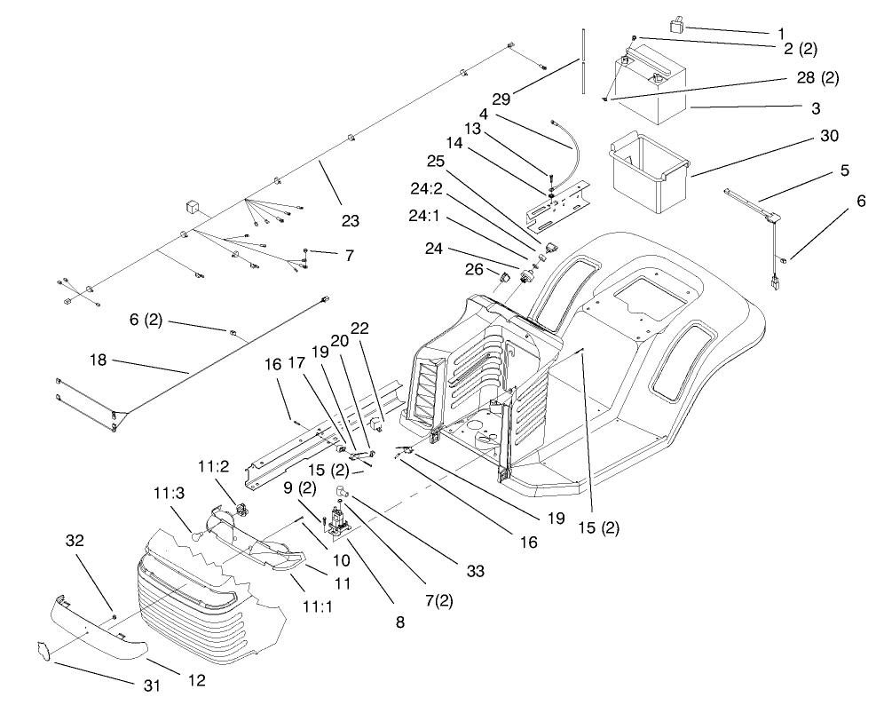 Electrical Assembly Diagram and Parts List for 71208 8900001 - 8999999 Toro Lawn Tractor