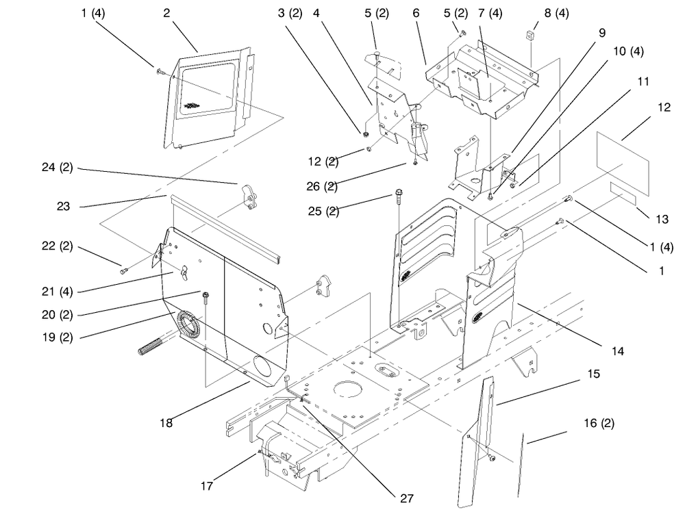 Hoodstand And Firewall Diagram and Parts List for 72104 7900001 - 7999999 Toro Lawn Tractor