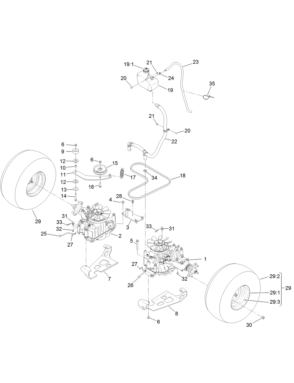 Ground Drive Assembly Diagram and Parts List for 74513 403224659-404314199 Toro Lawn Mower