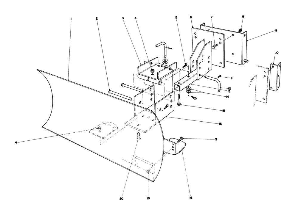 Grader Blade Assembly (Model No. 59099)(Optional) Diagram and Parts List for 38090 4000001 - 4999999 Toro Snow Blower