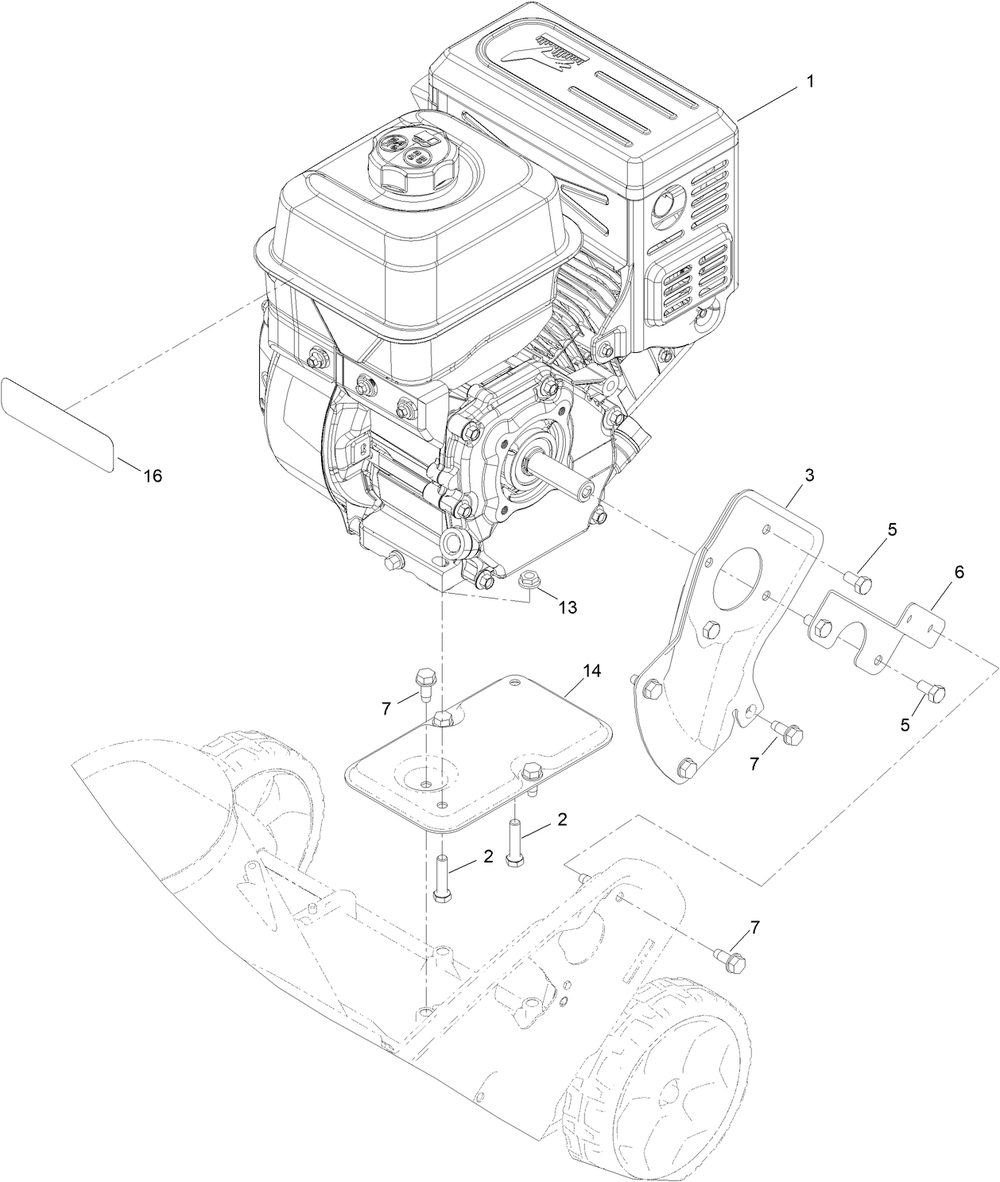 Engine Assembly Diagram and Parts List for 38757 416156378 - 999999999 Toro Snow Blower