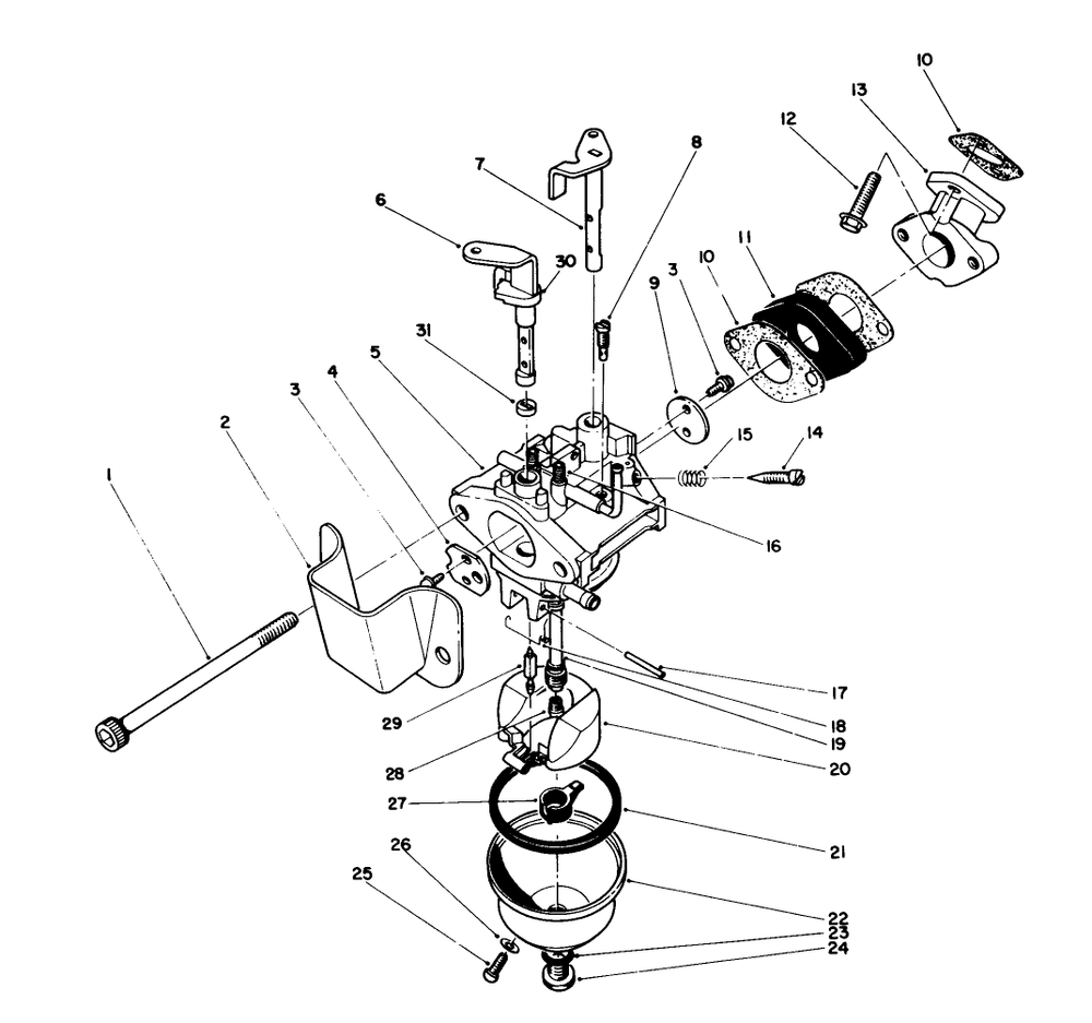 Carburetor Assembly (Engine Model No. 47ph7-5, 47pk9-5 & 47plo-5) Diagram and Parts List for 38186 1000001 - 1999999 Toro Snow Blower