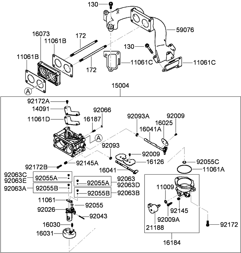 Carburetor Assembly Diagram and Parts List for 74955CP (290000001-290999999)(2009) Toro Lawn Mower
