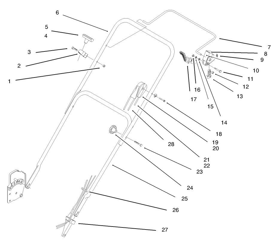 Handle Assembly Diagram and Parts List for 20444 5900001 - 5999999 Toro Lawn Mower