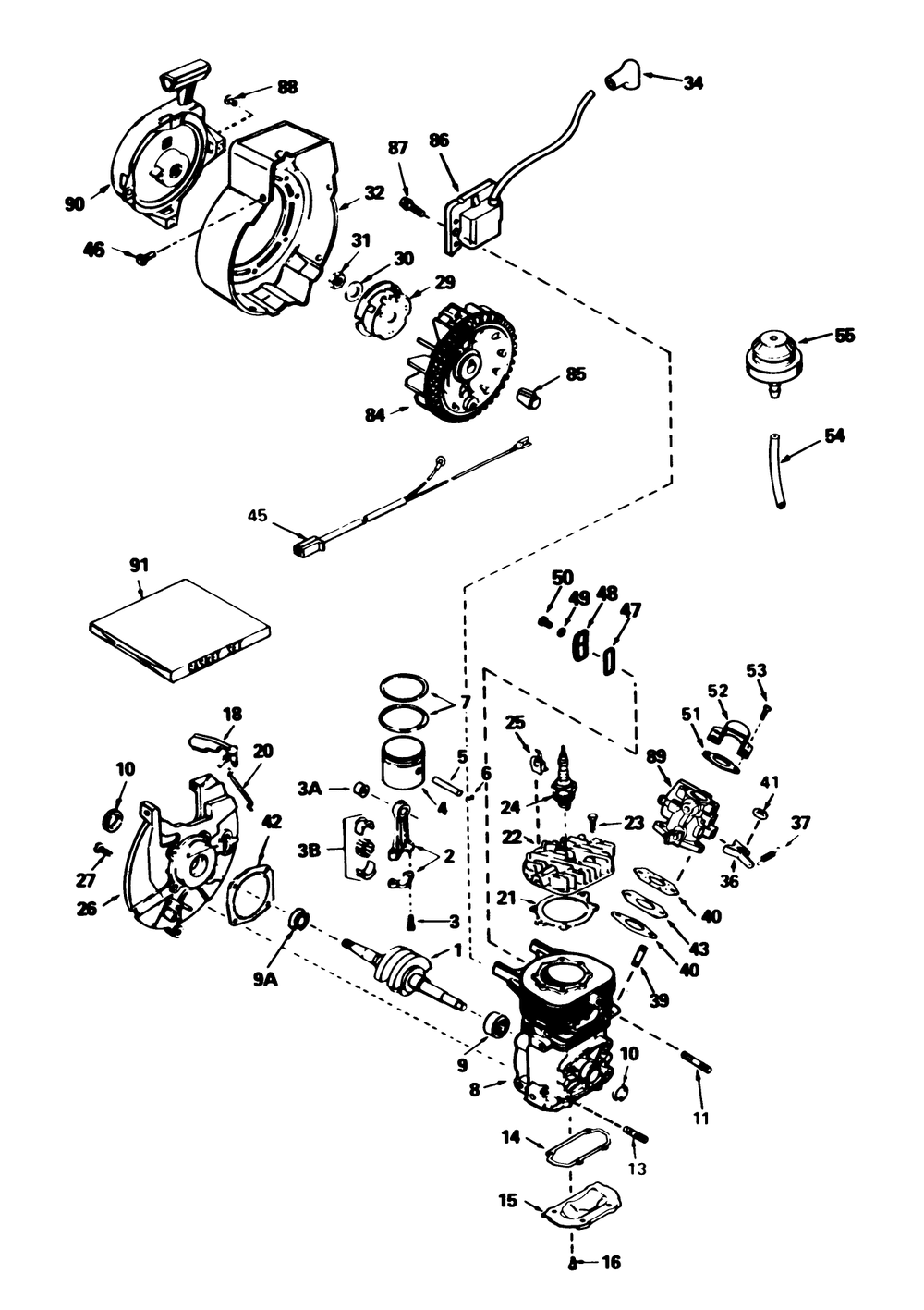 Engine Tecumseh Model No. Ah-600 Type 1622 Diagram and Parts List for 38167C 6000001 - 6999999 Toro Snow Blower
