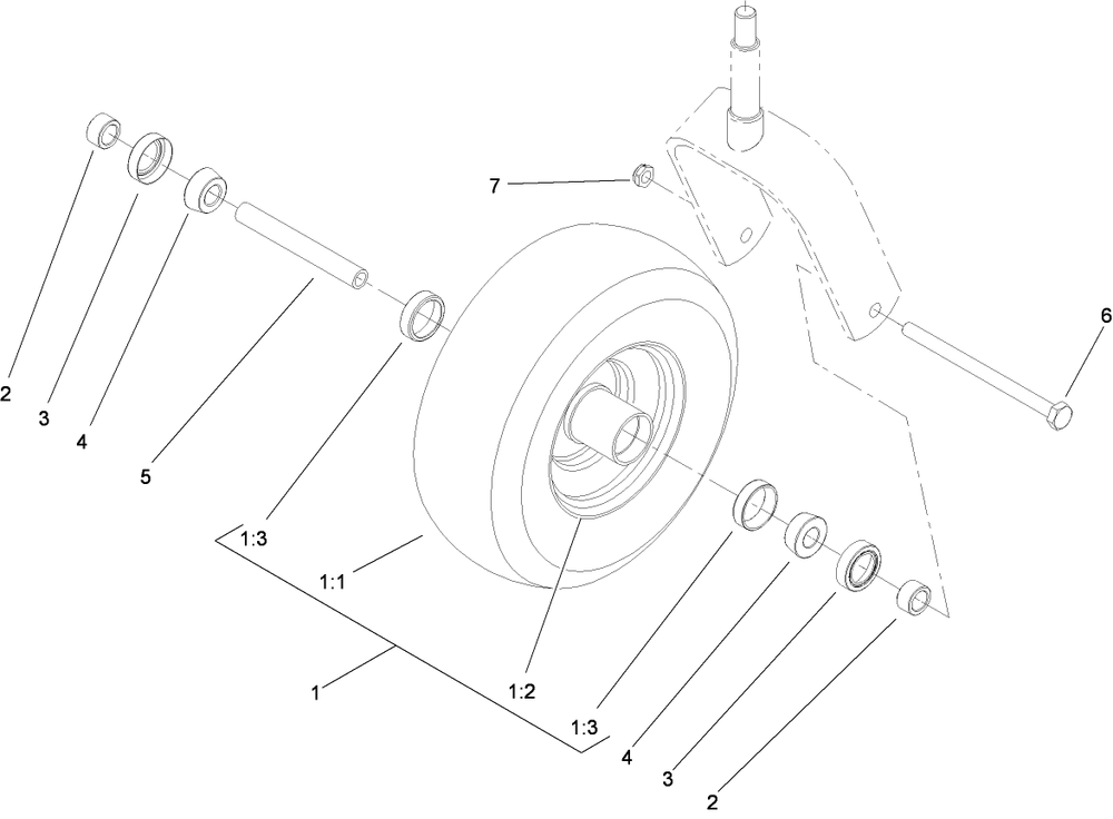 Caster Wheel Assembly Diagram and Parts List for 74448 (280000001-280999999)(2008) Toro Lawn Mower