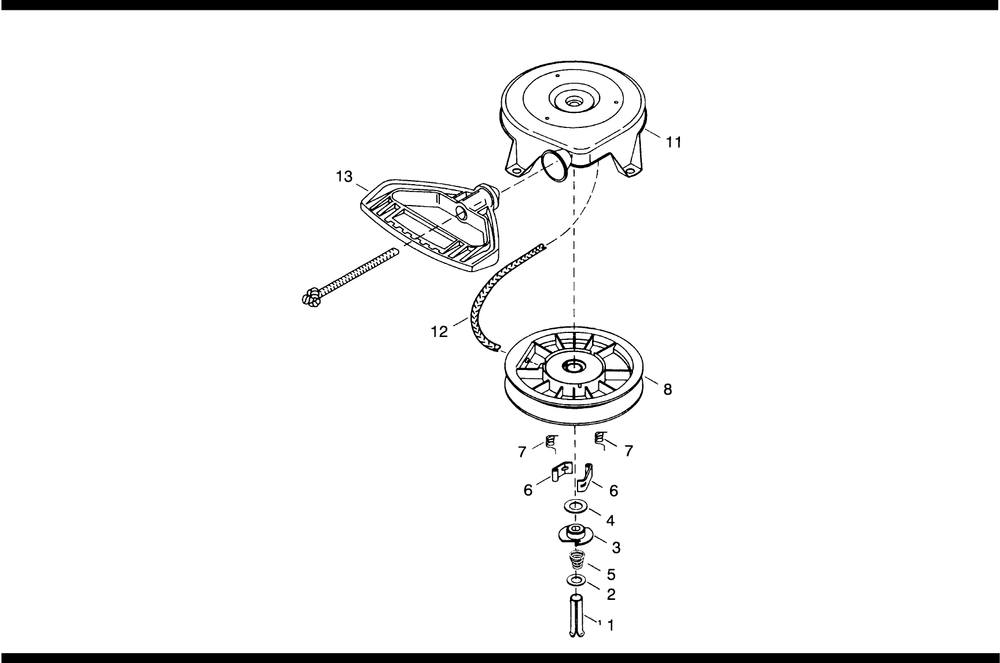 Rewind Starter Tecumseh No. 590672 Diagram and Parts List for 38540 5900001 - 5999999 Toro Snow Blower