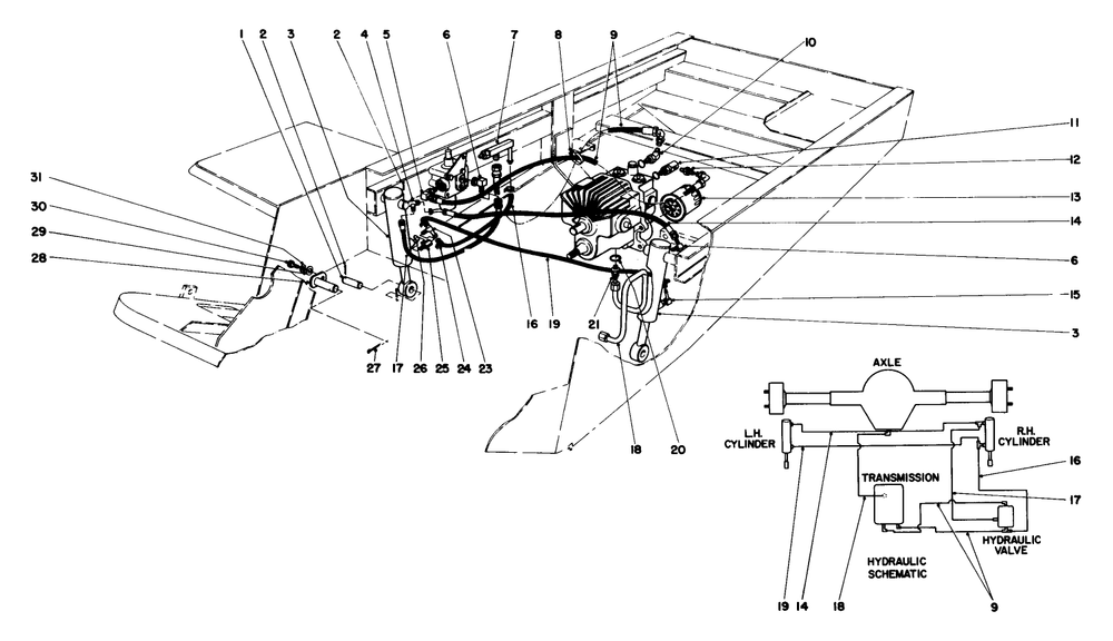 Hydraulic Valve And Lift Arm And Cylinders Diagram and Parts List for 30775 100001 - 199999 Toro Lawn Tractor