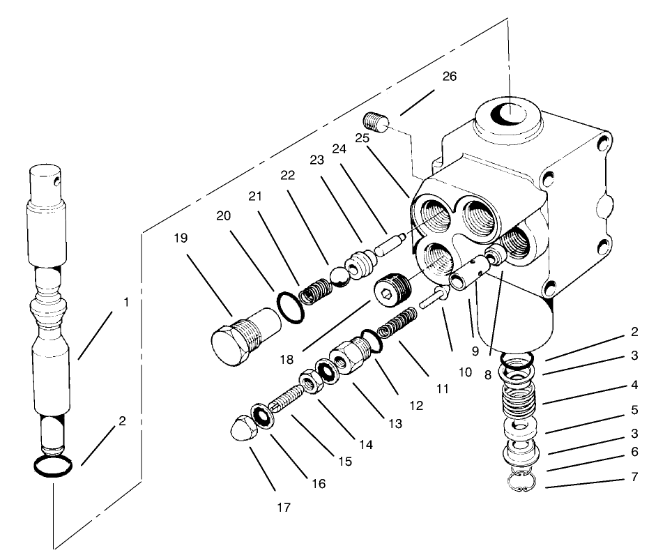 Valve Assembly No. 54-0090 Diagram and Parts List for 30612 990001 - 999999 Toro Lawn Tractor