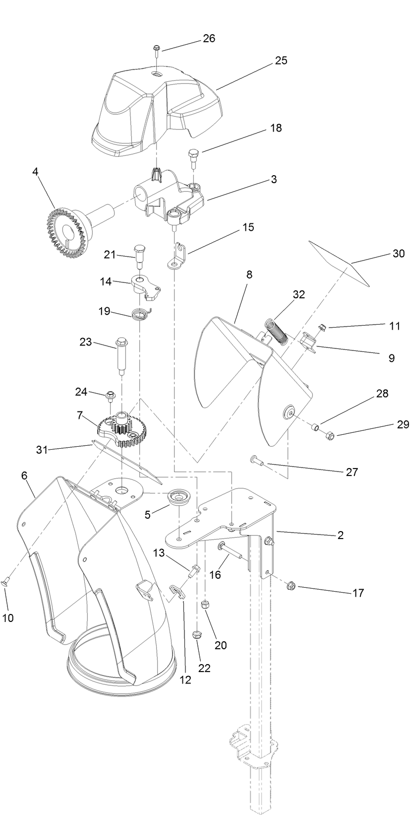 Chute Assembly Diagram and Parts List for 39926T 400000000 - 411699999 Toro Snow Blower