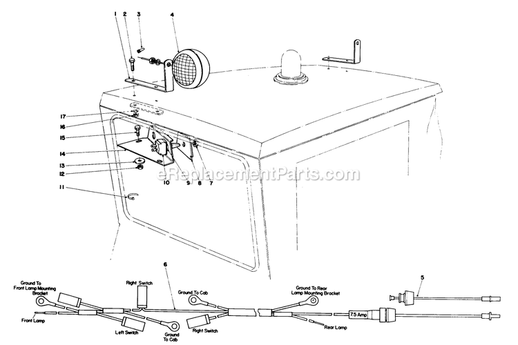 Cab Light Kit Diagram and Parts List for 30501 (90001-99999)(1979) Toro Lawn Tractor