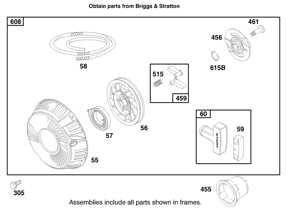 Engine Briggs & Stratton Model 303776-1188-A1 Diagram and Parts List for 30182 990001 - 999999 Toro Lawn Tractor Accessories