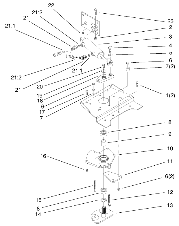 Lower Power Steering Assembly Diagram and Parts List for 73561 9900001 - 9999999 Toro Lawn Tractor