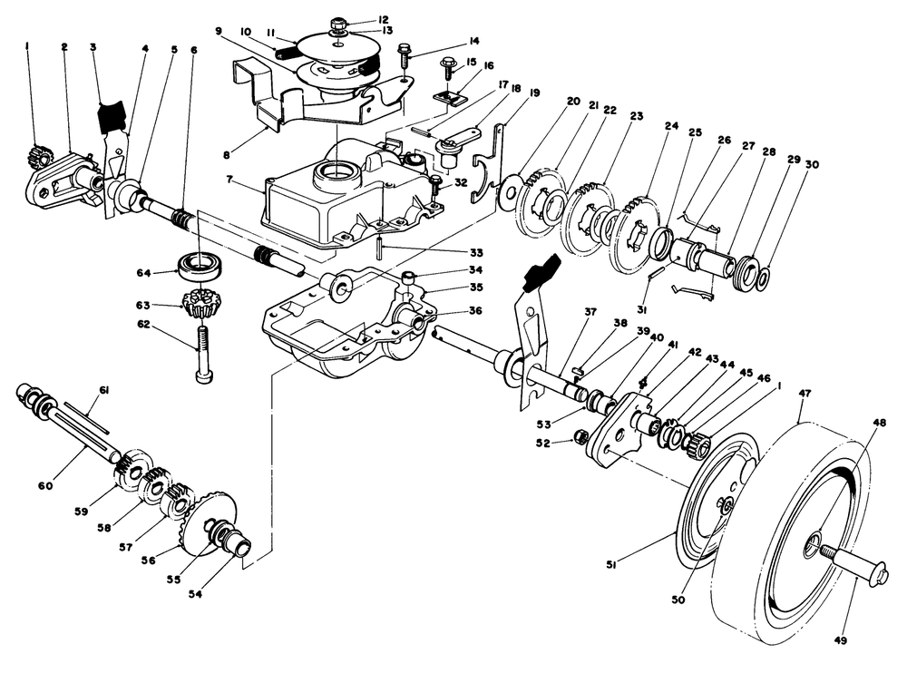 Gear Case Assembly Diagram and Parts List for 20680 5000001 - 5999999 Toro Lawn Mower