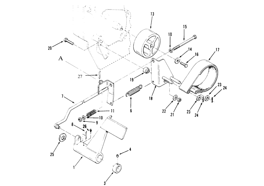 Clutch, Brake And Speed Control Linkage Diagram and Parts List for 73501 59000412 - 59002868 Toro Lawn Tractor