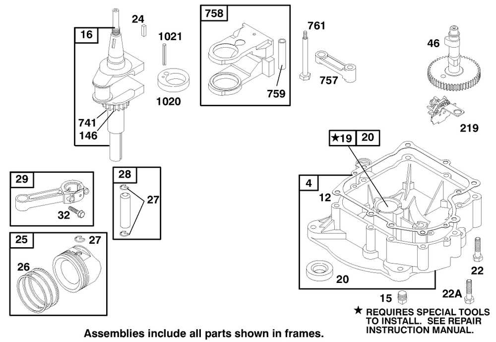 Engine Briggs & Stratton Model 195707-0421-E1 Diagram and Parts List for 70044 9900001 - 9999999 Toro Lawn Tractor