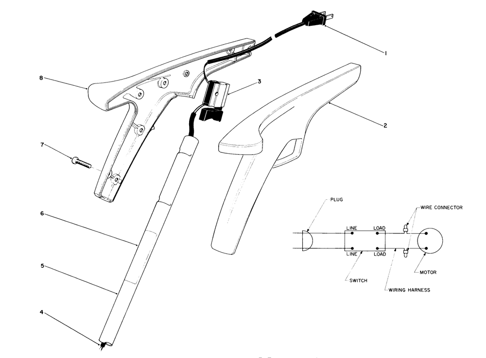 Handle Assembly Diagram and Parts List for 51235 3000001 - 3999999 Toro Trimmer