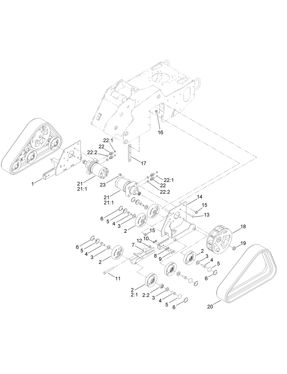 Track Assembly Diagram and Parts List for 22983 410480000 - 411799999 Toro Lawn Tractor Accessories