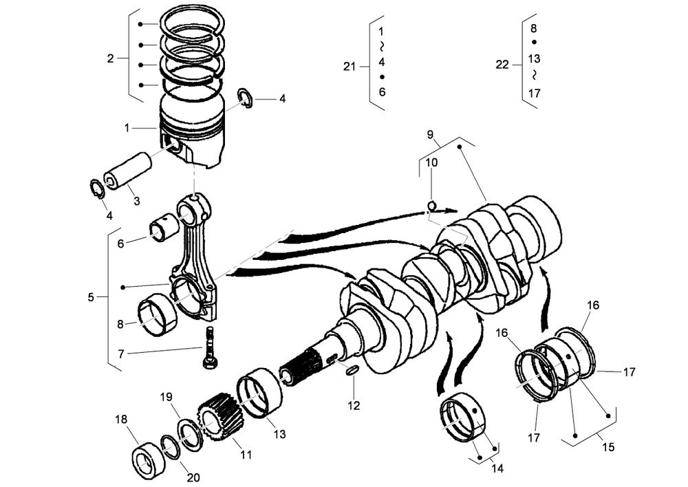 Piston And Crankshaft Assembly Diagram and Parts List for 74274 (313000001-313999999)(2013) Toro Lawn Mower