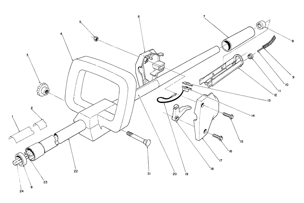 Handle Assembly Diagram and Parts List for 51652 2000001 - 2999999 Toro Trimmer