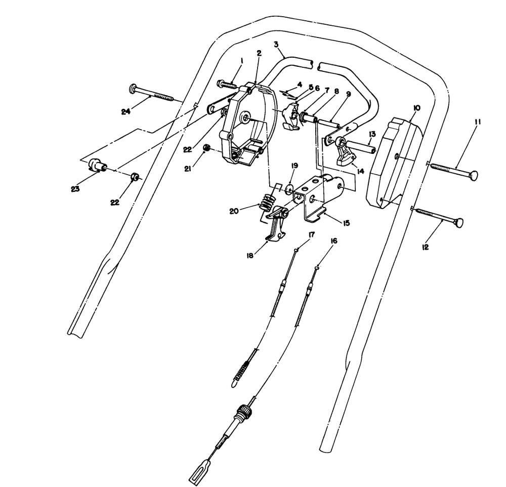 Traction Control Assembly Diagram and Parts List for 20211 1000001 - 1999999 Toro Lawn Mower