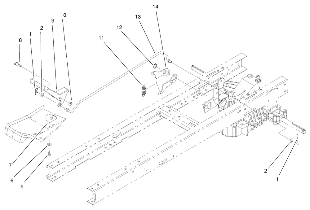 Speed Control Assembly Diagram and Parts List for 71215 8900001 - 8999999 Toro Lawn Tractor