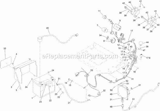 Electrical Assembly Diagram and Parts List for 79575 315000001-315999999 Toro Lawn Mower