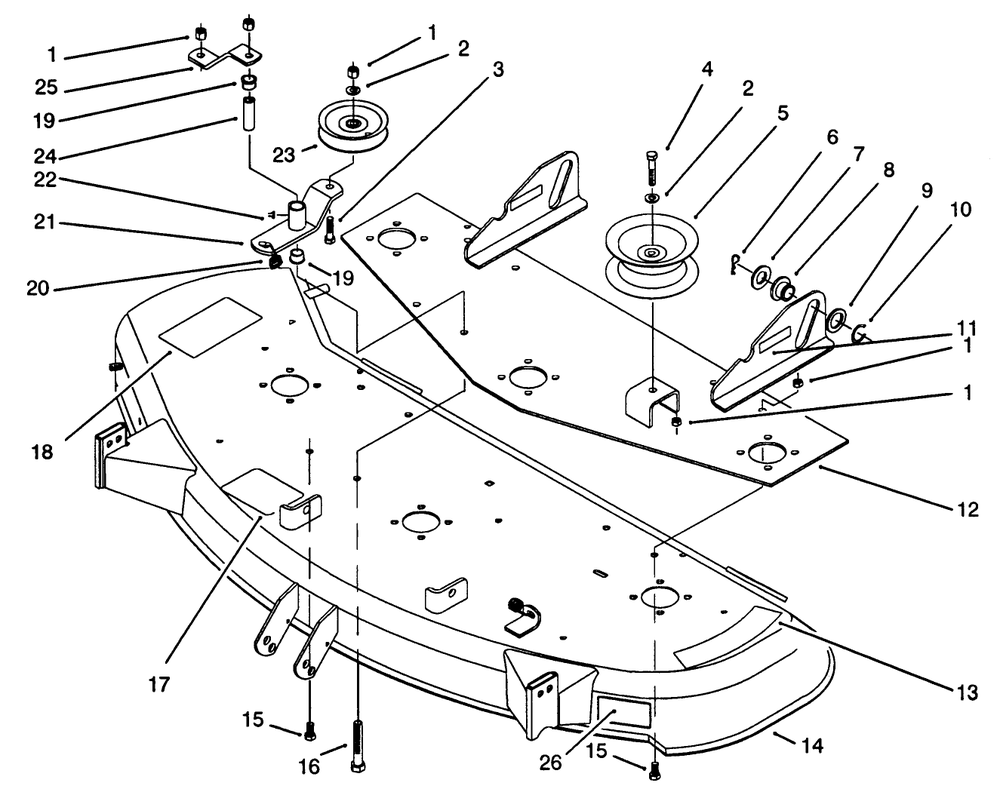 Deck & Idler Assembly Diagram and Parts List for 05-48SS01 2000001 - 2999999 Toro Lawn Mower
