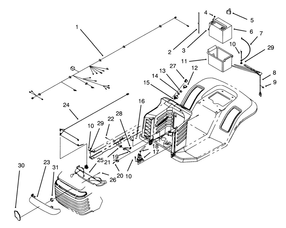 Electrical Assembly Diagram and Parts List for 71180 3900001 - 3999999 Toro Lawn Tractor