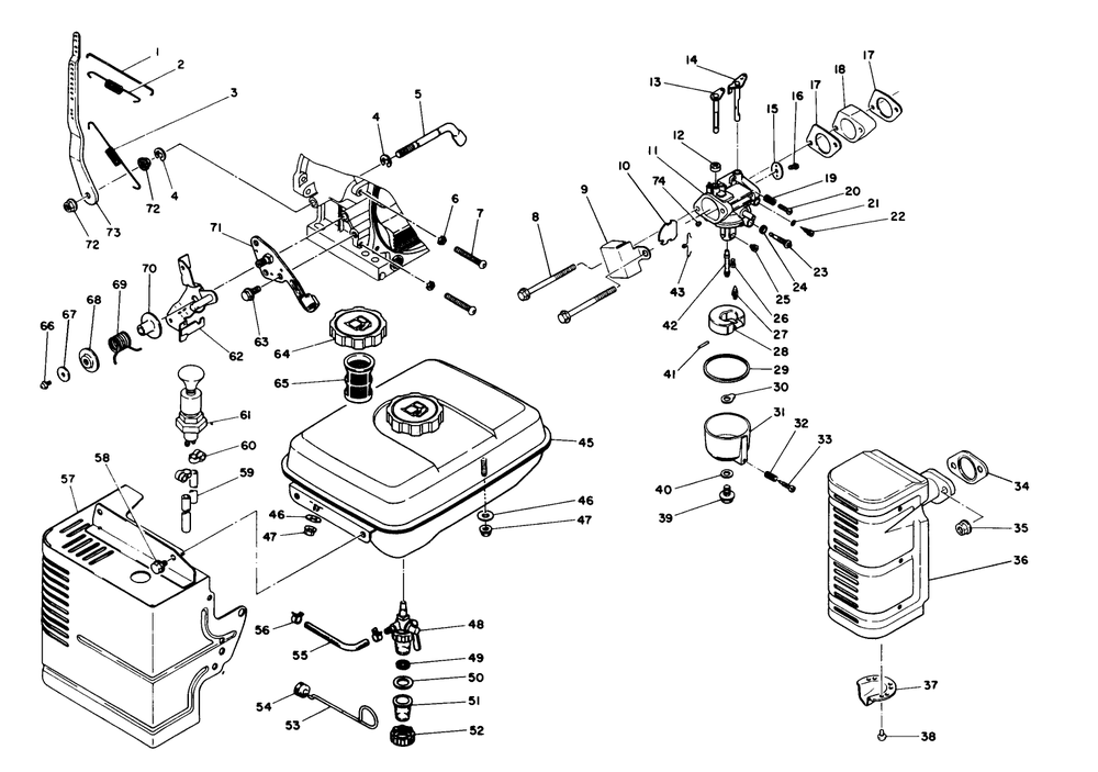 Engine No. 63-3010 Fuel System & Muffler (Cont.) (Serial No. 9000101 Thru 9000330) Diagram and Parts List for 38545 9000001 - 9999999 Toro Snow Blower