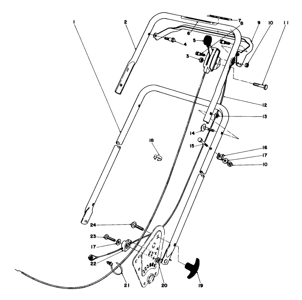 Handle Assembly (Model No. 16890) Diagram and Parts List for 16890 2000001 - 2999999 Toro Lawn Mower