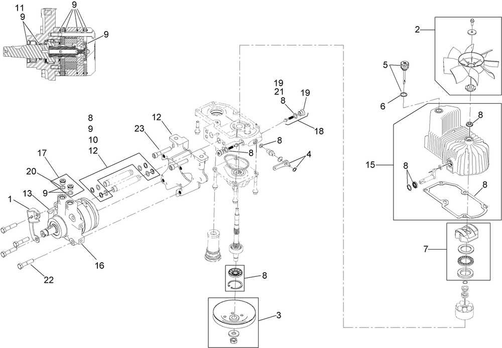 Lh Hydro Assembly Diagram and Parts List for 74923TE (313000001-313999999)(2013) Toro Lawn Mower