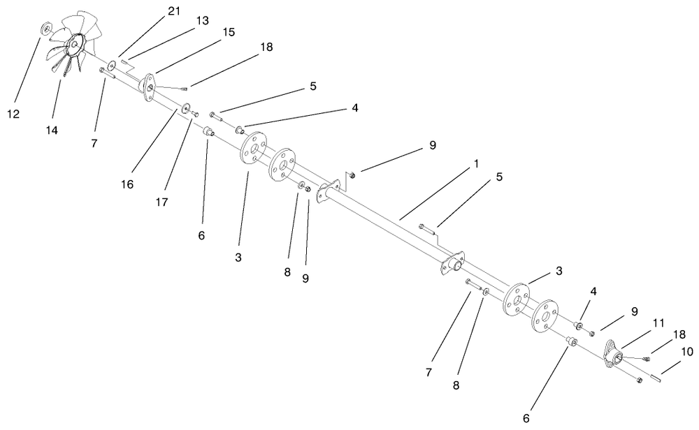 Drive Shaft Assembly Diagram and Parts List for 73561 9900001 - 9999999 Toro Lawn Tractor