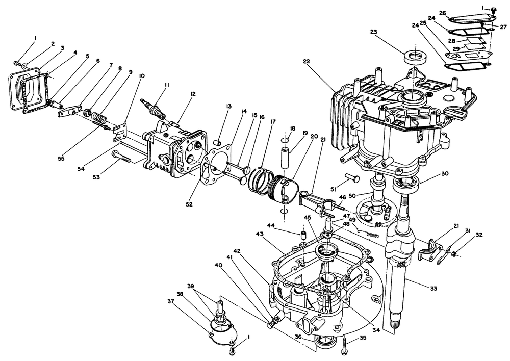 Crankcase Assembly (Engine Model No. Vml0-3) Diagram and Parts List for 26626 1000001 - 1999999 Toro Lawn Mower