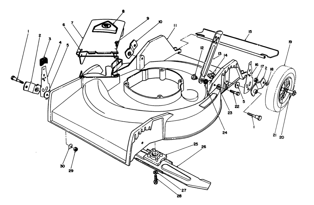 Housing Assembly Diagram and Parts List for 16400 2000001 - 2999999 Toro Lawn Mower