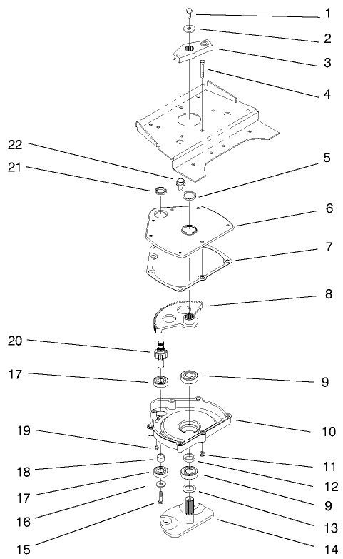 Manual Steering Lower Assembly Diagram and Parts List for 73540 8900001 - 8999999 Toro Lawn Tractor