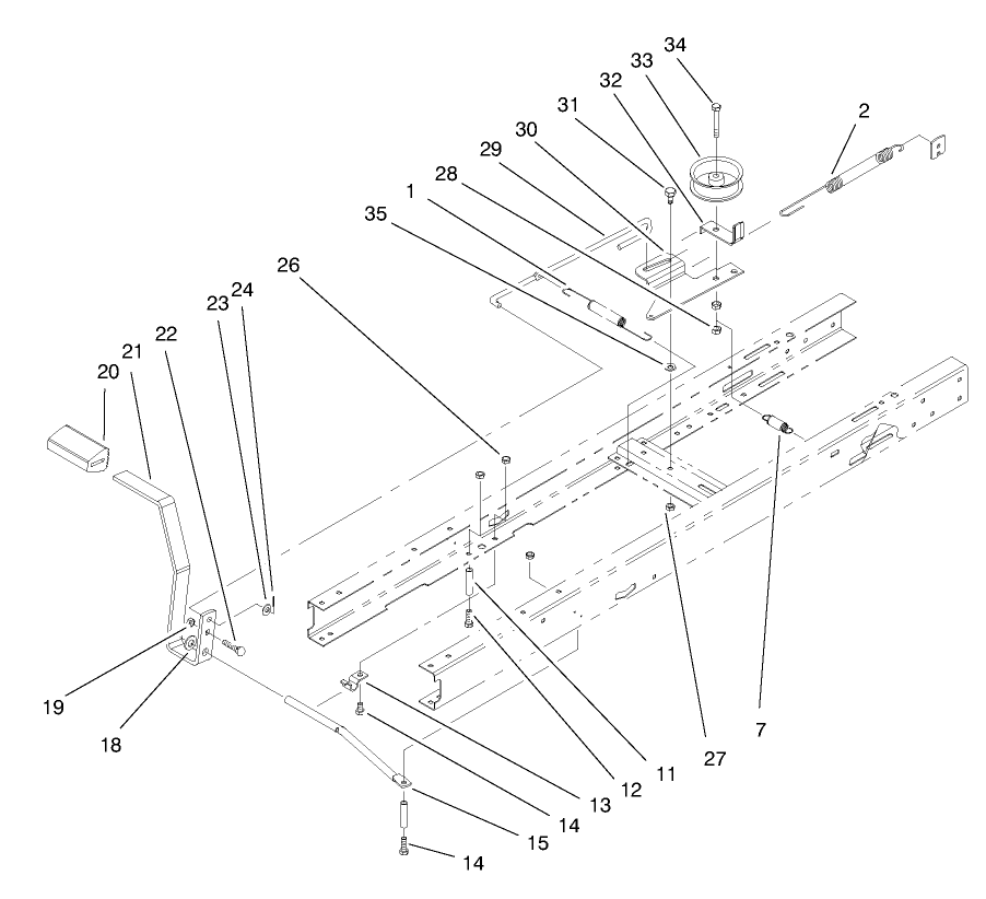 Clutch Assembly Diagram and Parts List for 71219 8900001 - 8999999 Toro Lawn Tractor