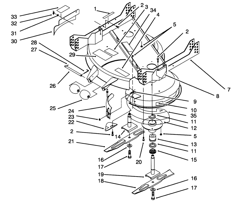 Deck & Spindle Assembly Diagram and Parts List for 30137 490286 - 491035 Toro Lawn Mower