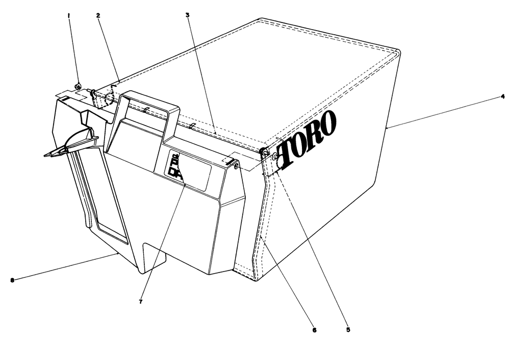Grass Bag Assembly Diagram and Parts List for 20735 0000001 - 0999999 Toro Lawn Mower