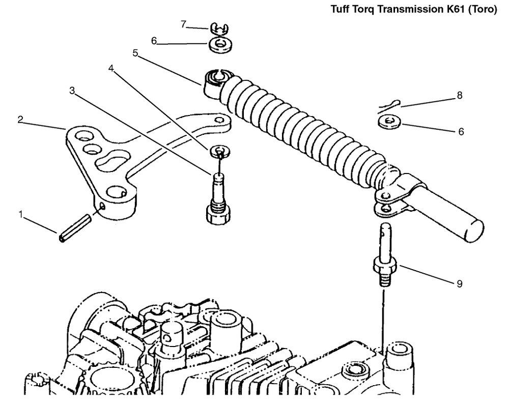 Lever Damper Diagram and Parts List for 72110 6900001 - 6999999 Toro Lawn Tractor