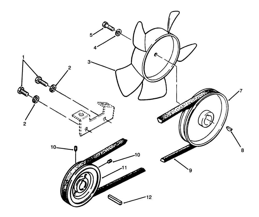 Drive Belt And Pulleys Diagram and Parts List for 73520 5900178 - 5999999 Toro Lawn Tractor