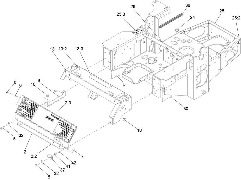 Main Frame Assembly Diagram and Parts List for 74450TE (310000001-310999999)(2010) Toro Lawn Mower