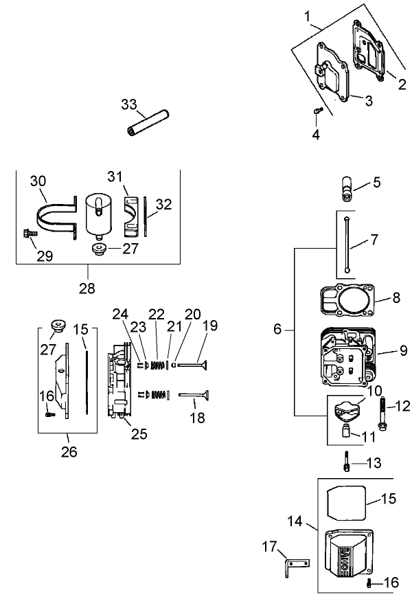 Head / Valve / Breather Assembly Diagram and Parts List for 74414 (260000001-260999999)(2006) Toro Lawn Mower