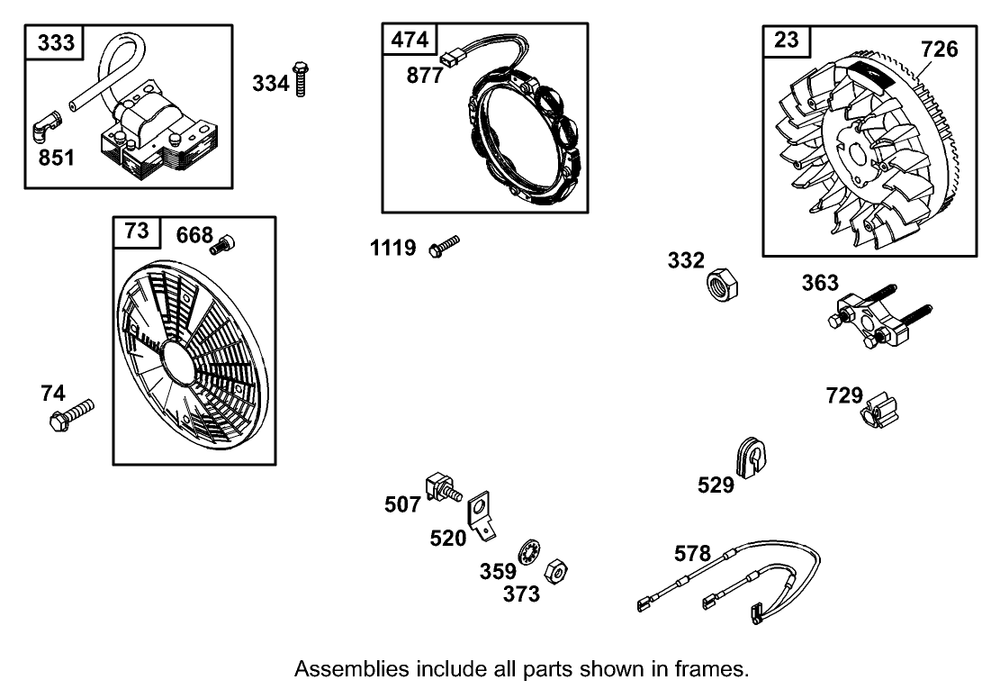 Alternator Assembly  Briggs And Stratton 303447-1319-E1 Diagram and Parts List for 12004 230000001 - 230999999 Toro Lawn Tractor