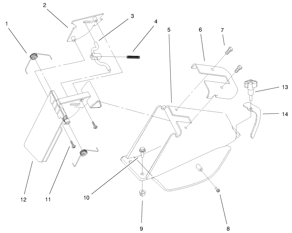 Rear Bagging Discharge Chute Assembly Diagram and Parts List for 20061 9900001 - 9999999 Toro Lawn Mower