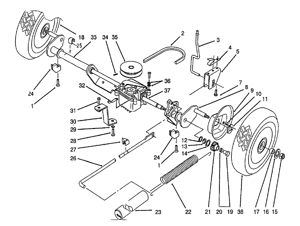 Rear Axle Assembly Diagram and Parts List for 21013 9900001 - 9999999 Toro Lawn Mower